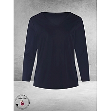 PLUS BASICS Shirt Tee Ls Pofmouw Navy